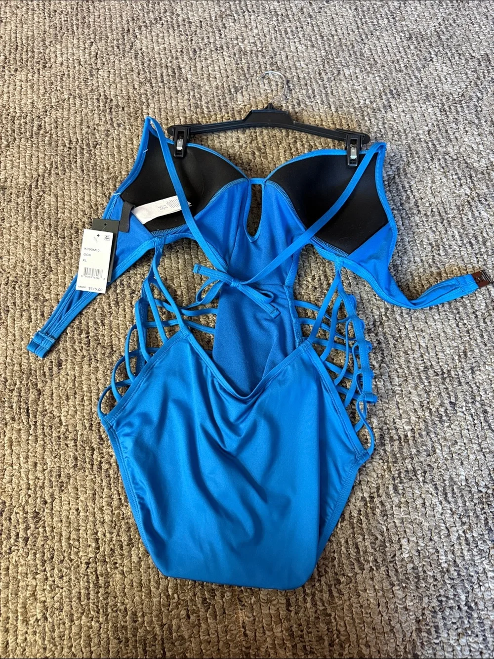Kenneth Cole Electric Blue Strappy One-Piece Swim Bodysuit
